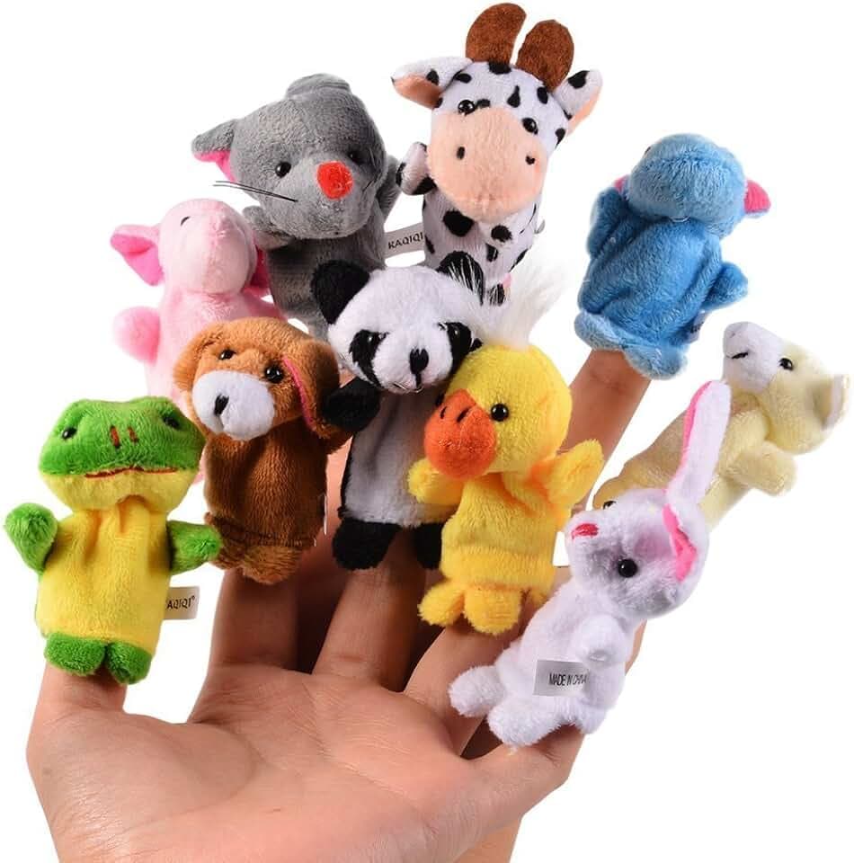 10pcs Different Cartoon Animal Finger Burattini in Morbido Velluto Dolls Toys Props