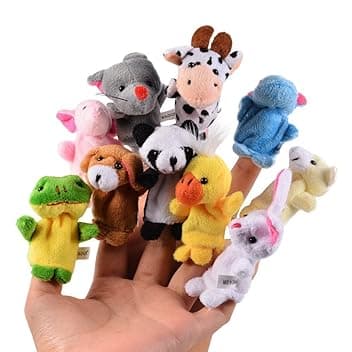 10pcs Different Cartoon Animal Finger Burattini in Morbido Velluto Dolls Toys Props