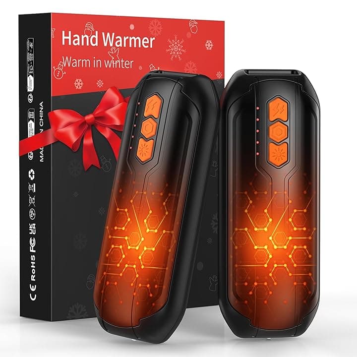 Scaldamani Ricaricabile 2 Pack, Scaldamani Elettrico Portatile con LED, 5 Livelli Scaldini Istantanei, 6000mAh USB C, Riutilizzabile Scalda Mani Elettrico per Caccia, Golf, Campeggio, Regalo