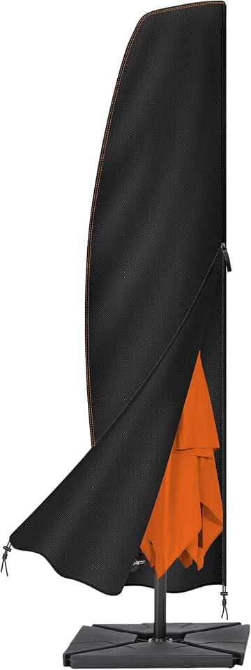 Enzeno Coperture per ombrelloni da giardino,Custodia protettiva per ombrellone con asta,impermeabile,per ombrellone Grande con Diametro da 3 a 4 m,(265x40/70/50cm) nero Global Recycled Standard