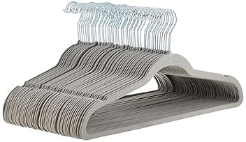 Amazon Basics Grucce per abiti antiscivolo in velluto sottile, colore grigio, 50 pezzi