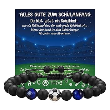 nplaseta Regali Braccialetto di Calcio per Ragazzi, regali di Compleanno e Natale per Ragazzo, regali per Figli, Nipoti e Fratelli, Braccialetto di Calcio in Pietra Naturale 3D