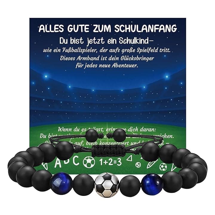 nplaseta Regali Braccialetto di Calcio per Ragazzi, regali di Compleanno e Natale per Ragazzo, regali per Figli, Nipoti e Fratelli, Braccialetto di Calcio in Pietra Naturale 3D