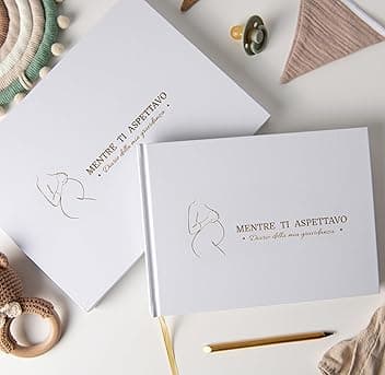 Diario della Gravidanza + Matita di Metallo + Scatola Regalo con Chiusura Magnetica + Adesivi | Libro Gravidanza per Mamma | Regali per Futura Mamma