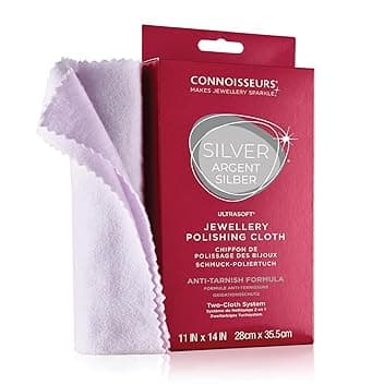 Connoisseurs Connoisseurs Pulizia Gioielli Argento - Panno Ultra Sottile Lucida, Pulisce e Ridona Lucentezza - 100% Fibra di Cotone - 28 x 35cm