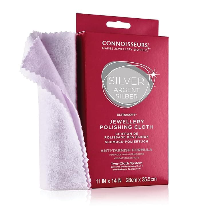 Connoisseurs Connoisseurs Pulizia Gioielli Argento - Panno Ultra Sottile Lucida, Pulisce e Ridona Lucentezza - 100% Fibra di Cotone - 28 x 35cm