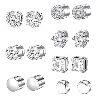 JYXNU JYXNU 7Paia Orecchini Magnetici Uomo Donna, Senza Buco, Orecchini calamita in Acciaio Inossidabile, Orecchini Diamante, Stili Rotondi e Quadrati, Orecchinis Calamita per Uomo Donna Adolescente Regalo