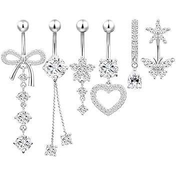 AOOSA 6 Pcs Piercing Ombelico per Donna, Eccellente Ombelico Gioielli Piercing Set, Navel Piercings Adatto Rgazze, Anello Con ombelico Pendente per Abbinamenti con Vari Outfit