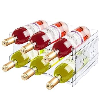 MXTIMWAN Portabottiglie Vino e Acqua Impilabile, Bottigliera e scaffale per 6 bottiglie, Organizar per Bottiglie d'Acqua in Plastica per Piano di Lavoro della Cucina, Armadio
