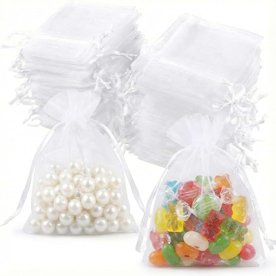 Carehabi Carehabi sacchetti per confetti 100 bustine in organza, 7 x 9 cm, sacchetto regalo in organza, sacchetto per gioielli, per matrimonio, porta lavanda, bomboniere nuziali Global Recycled Standard