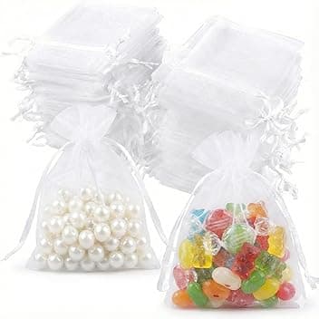 Carehabi Carehabi sacchetti per confetti 100 bustine in organza, 7 x 9 cm, sacchetto regalo in organza, sacchetto per gioielli, per matrimonio, porta lavanda, bomboniere nuziali Global Recycled Standard
