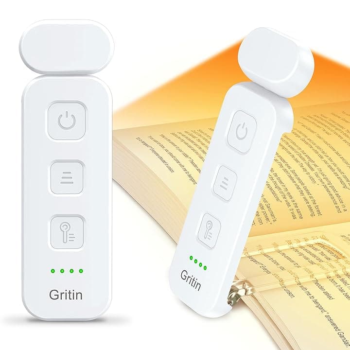 Gritin Luce per Lettura Libri a Letto, 7 LED Luce Lampada da Lettura per Libro Ricaricabile Clip, 3 Temperatura Colorei, 5 Luminosità & Regolabili in Continuo per Gli Amanti dei Libri
