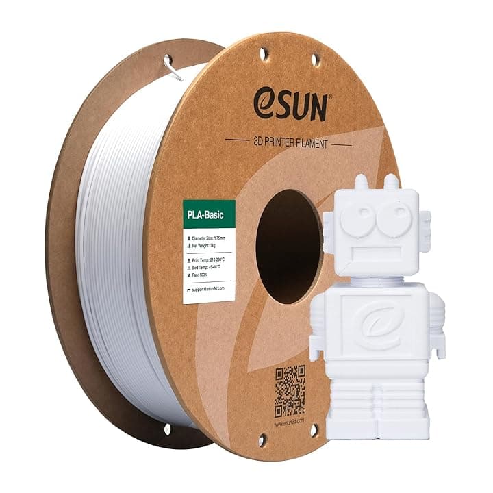 eSUN Filamento PLA 1,75 mm, filamento di Basic PLA per stampanti 3D Precisione dimensionale +/- 0,05 mm, bobina da 1 kg (2,2 libbre) Filamento PLA veloce per stampanti 3D, Bianco Freddo