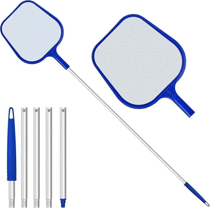 Jsdoin Retino Piscina, Rete a Maglia Fine dello Skimmer per Foglie Retina Raccogli Foglie Stabile con Asta Telescopica per Piscina Foglie e Detriti per Pulizia, Spa, Stagni