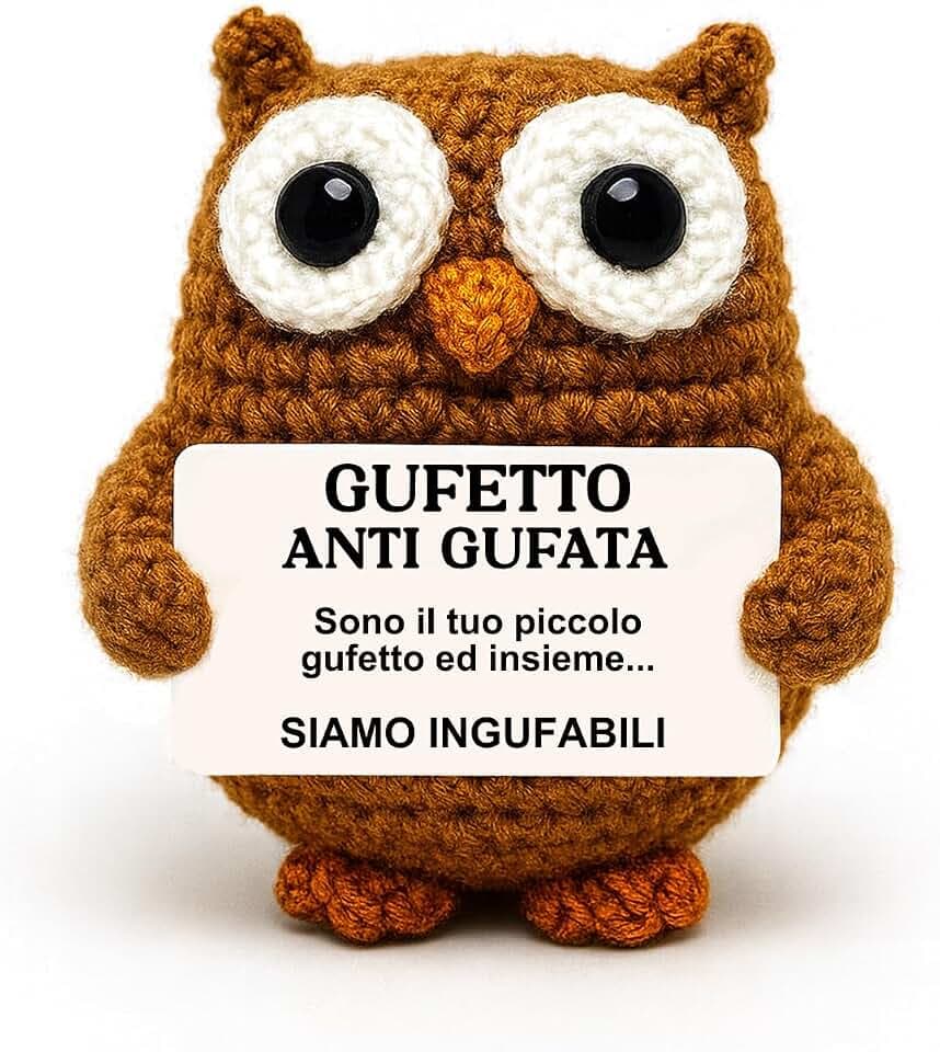 DAF Gufetto Anti Gufata© - Portafortuna da Regalare | Morbido Gufetto Alto 8 cm con Elegante Scatola