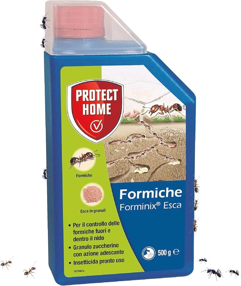 protect home FORMINIX Esca FORMICHE GRANULARE. ELIMINA Il Nido RISOLVENDO Il Problema 500g, Granulo Rosa