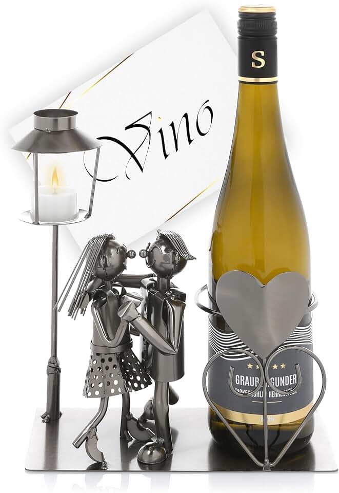 Nordstern Portabottiglie coppia danzante con lanterna per candela - Portabottiglie con biglietto di auguri come regalo di coppia per matrimonio o fidanzamento