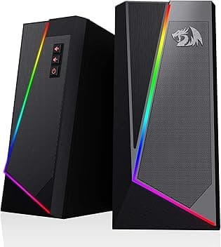 Redragon GS520 Anvil RGB Desktop Altoparlanti, altoparlante stereo per PC a 2.0 canali con 6 modalità LED colorate, bassi potenziati e controllo del volume di facile accesso