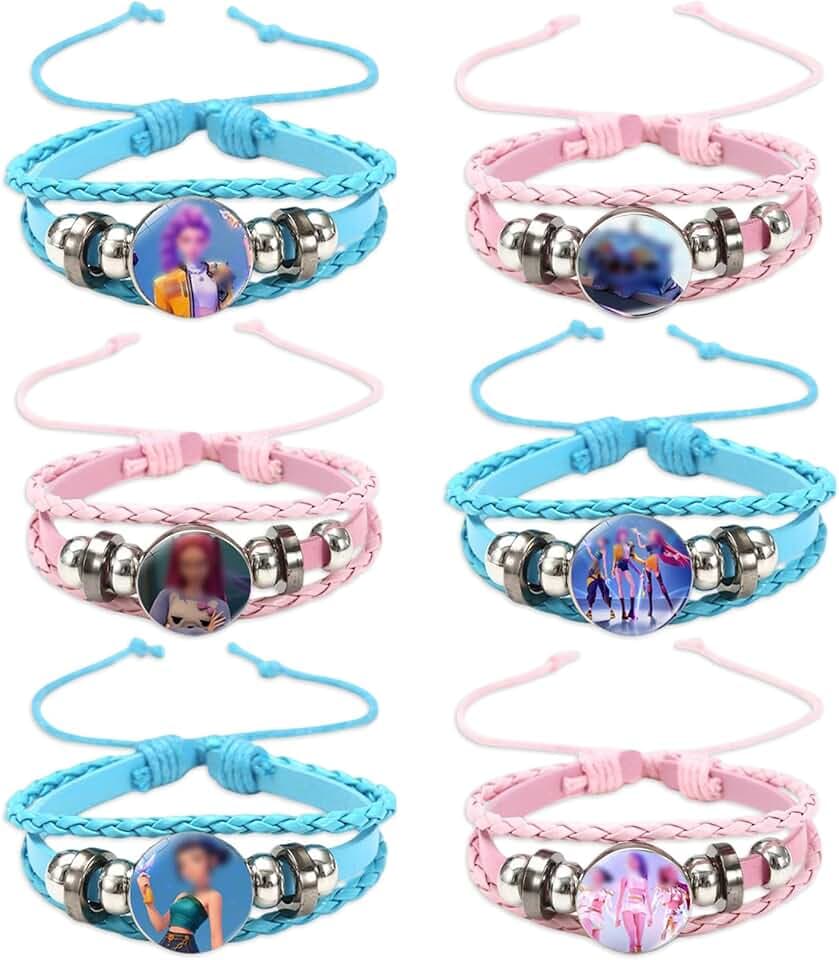 JUNERUN 6 Pezzi Huntrs Braccialetto, Bracciale in Corda Intrecciato a Mano, per Fans Cosplay, Uso Quotidiano