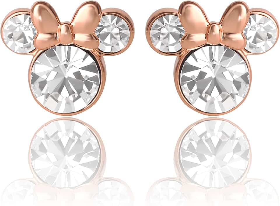 Disney Minnie Mouse Orecchini a perno in cristallo placcato argento (più colori disponibili)