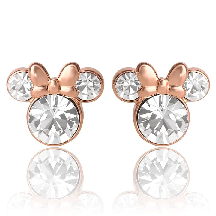Disney Minnie Mouse Orecchini a perno in cristallo placcato argento (più colori disponibili)