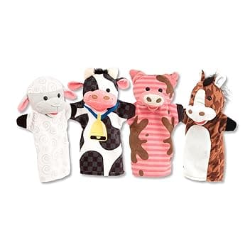 Melissa & Doug Marionette Da Mano Con Animali Della Fattoria Per Teatrino Bambini | Animali Giocattolo E Giochi Bambini 2 Anni In Su | E Burattini Da Mano