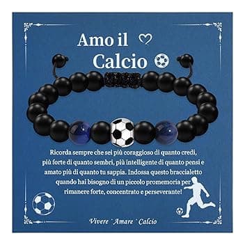 Cheerslife Regali Ragazzi Braccialetto da Calcio per Ragazzi Bambini Uomo Regali per Lui Regalo Compleanno Natale Idee Regalo per Figlio Nipote Amico Fratello Bracciale in Pietra Naturale Regolabile
