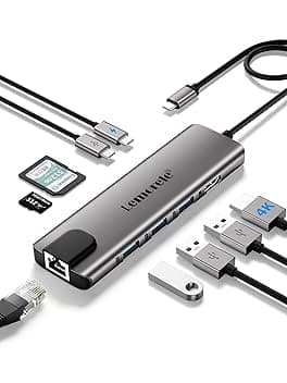 Lemorele Hub USB C con Ethernet RJ45 da 1000M- 10 en 1 Custodia in Alluminio Adattatore USB C Hub a HDMI 4K, 3 USB-A 3.0, PD 100W, SD/TF, Dati USB-C per Macbook Air/Pro, iPad, Windows, Switch ClimatePartner certified