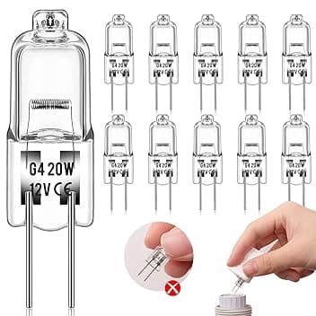 Lampadine Alogene G4 (10 pezzi)12V 20W 2800K Luce bianca calda dimmerabile lampadina alogena Per la sostituzione di lampadari di cristallo, luci di segnalazione, illuminazione della cucina, ecc.