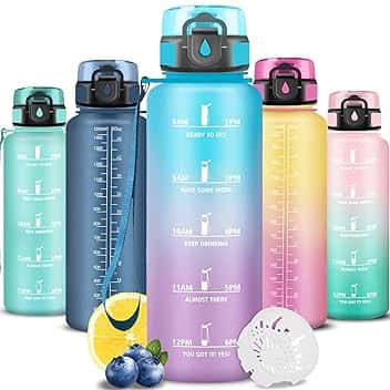 Grsta Borraccia 1.5 litri, Borraccia Palestra, Boraccia Senza Perdite, Facile da Pulire, Boraccia Motivazionale, Bottiglia Orari, Facile da Trasportare, Bottiglia per Campeggio, Viaggio, Fitness