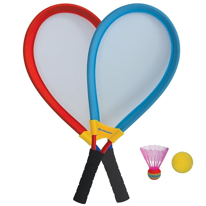 Schildkröt Set di Racchette Giganti, 2 Racchette da Badminton XL con una Rete Elastica, una Palla Morbida e un Volano Jumbo Colorato, 970150