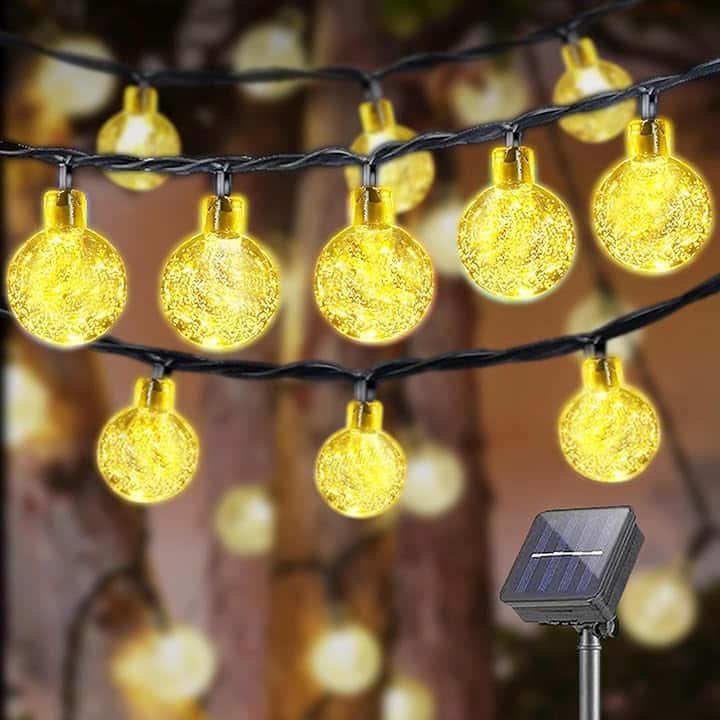 LQWELL® Catena di luci solari per esterni, giardino, luce a energia solare, 40 LED, 10 m, IP44, 8 modalità, per esterni, giardino, terrazza, balcone, feste, finestre (10M 40LED Bianco Caldo)
