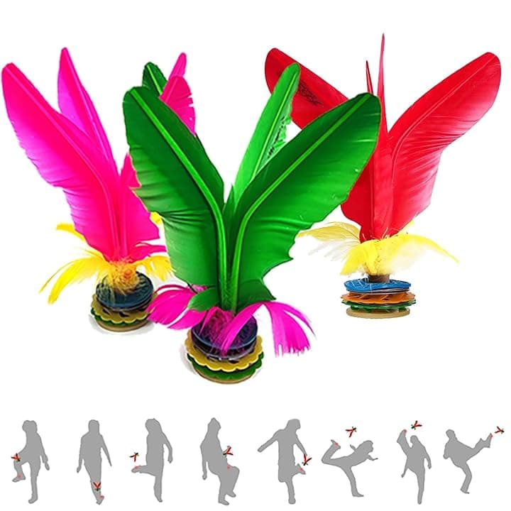 Kick Shuttlecock,Cinese Jianzi Feather Kicking Shuttlecock,Piume Colorate Jianzi Cinese per per Gioco Sportivo Esercizio Piede,volano del Piede,volano a calci all'aperto o al Coperto