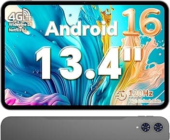 TECLAST T65 Tablet 13.4 Pollici 120Hz Display Tablet Android 16, Doppio SIM 4G LTE+5G WiFi, 2.2GHz Octa-Core, 26GB RAM+128GB ROM(TF 4TB) Widevine L1 1080P/13MP/BT5/GPS/OTG