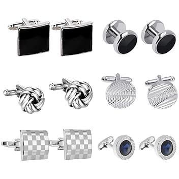 DKDDSSS 6 Paia Gemelli da Uomo, Gemelli Camicia Uomo, Camicia Gemelli Set, Circle Gemelli Classico, per Affari Festa di Nozze