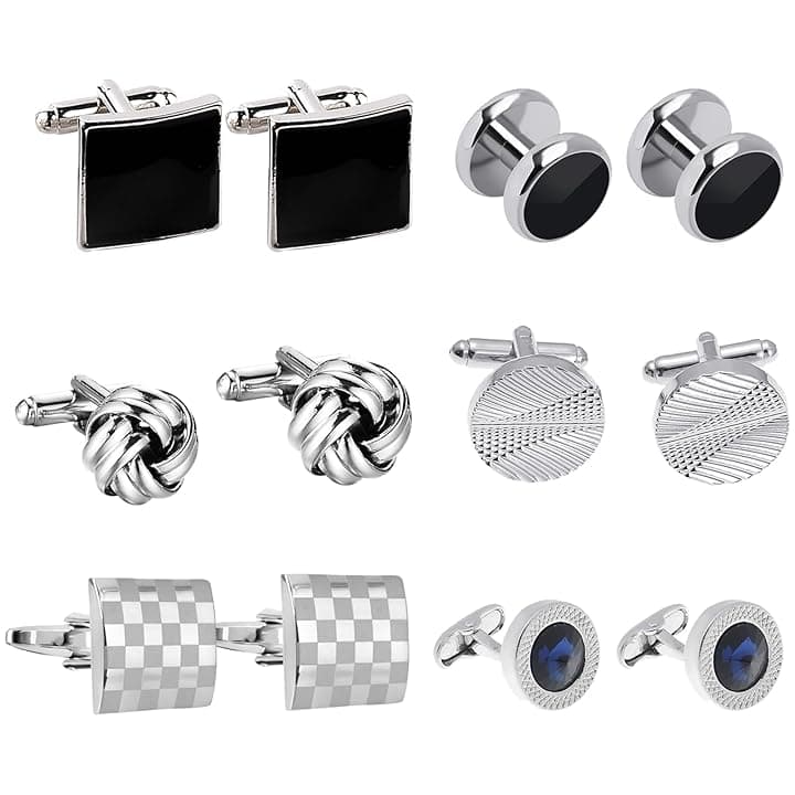DKDDSSS 6 Paia Gemelli da Uomo, Gemelli Camicia Uomo, Camicia Gemelli Set, Circle Gemelli Classico, per Affari Festa di Nozze