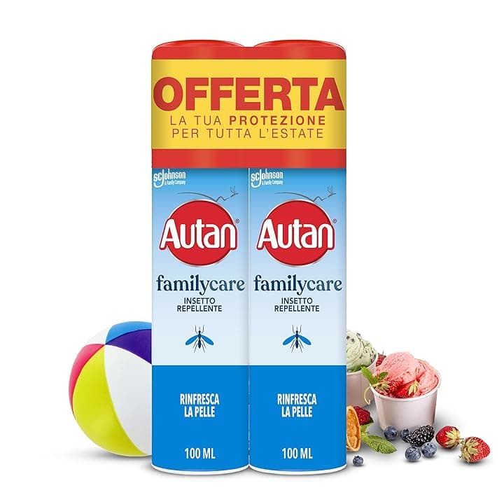 Autan Family Care Spray Antizanzare, Repellente Zanzare, Dermatologicamente Testato, Protezione Efficace Per Tutta la Famiglia fino a 4 Ore, 2 Confezioni da 100ml