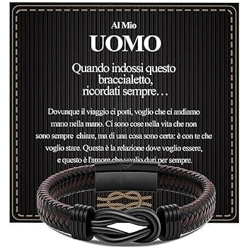 VGWON Bracciale Uomo Regali Per Lui Idee Regalo Fidanzato Compleanno Amore Regalo Per Lui Regalo Marito Idee Regalo Uomo Regalo Anniversario San Valentino Natale Per Lui Regalo Anniversario Matrimonio