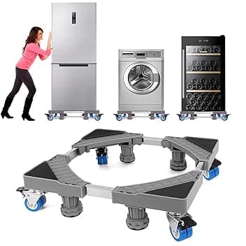 NIUXX Base per Lavatrice con 8 Piedi + 4 Ruote per Lavatrice, Frigorifero e Asciugatrici, Base Regolabile per Lavatrice con Funzione di Assorbimento Degli Urti, Larghezza 41.5 a 65 cm