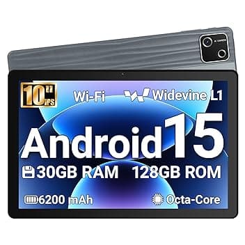 Tablet 10 Pollici Android 15 Certificato GMS, 30GB RAM + 128GB ROM (2TB TF), Octa-Core, 6200mAh, 1280x800 HD, WiFi 6, BT 5.3, Widevine L1, Fotocamera 5MP+8MP, Tablet PC, Grigio – 2026