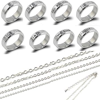 WKxinxuan BTS WKxinxuan Anelli e Collana Gioielleria, 2 Pezzi Gadget Regalo per Fan e Amici