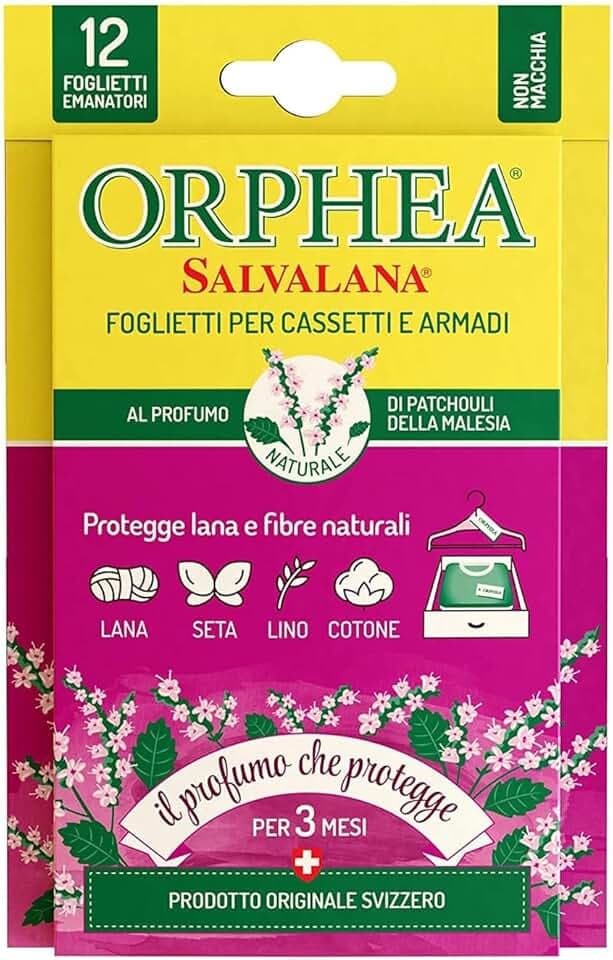 Orphea Patchouli Salvalana, Cassetti E Armadi 12 foglietti, Fragranza Malesia, Media