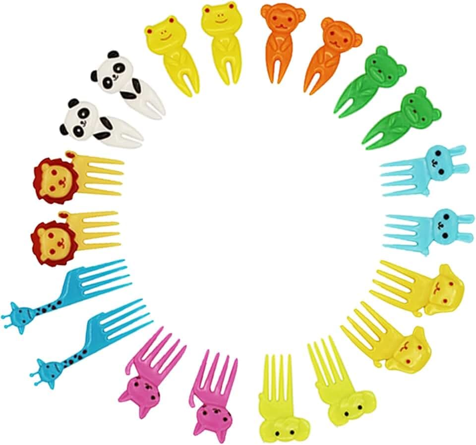 Mini forchette da frutta a forma di cartone animato, stuzzicadenti per bambini, per torte e dolci, mini spiedini, stuzzicadenti, adulti, dessert, frutta, pasticcini, feste per bambini (20 pezzi)
