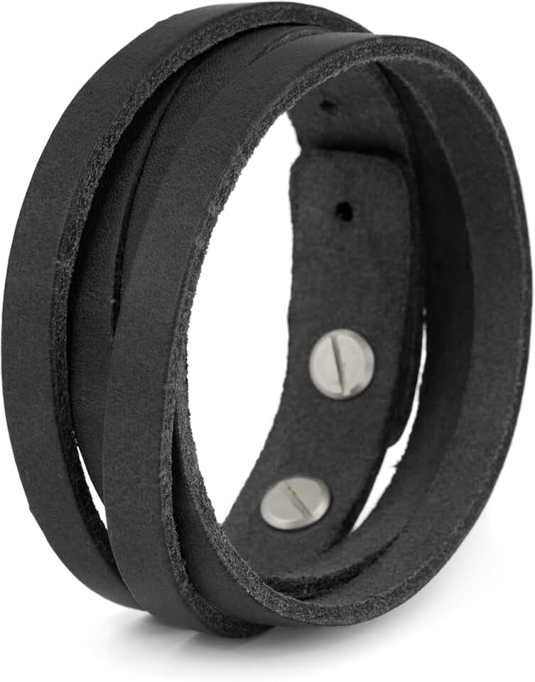 Simaru Bracciale in Vera Pelle Italiana – Bracciale da Uomo Regolabile con Chiusura in Ottone – Solo Pelle Toscana di Alta Qualità Conciata al Vegetale – Ottima idea Regalo - by