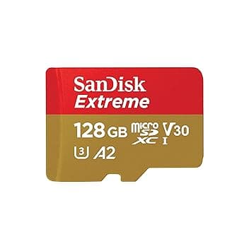 SANDISK Extreme 128GB scheda microSDXC + addattatore SD (Micro SD fino a 190 MB/s, con prestazioni app A2, UHS-I, Class 10, U3, V30, RescuePro Deluxe)