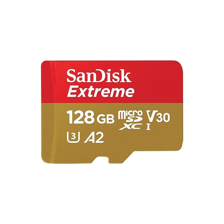 SANDISK Extreme 128GB scheda microSDXC + addattatore SD (Micro SD fino a 190 MB/s, con prestazioni app A2, UHS-I, Class 10, U3, V30, RescuePro Deluxe)
