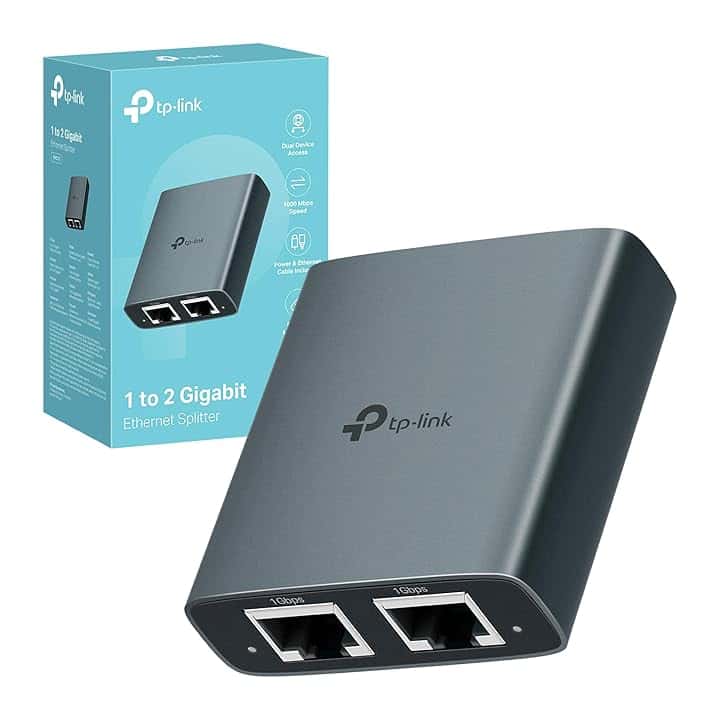 TP-Link EH210 Sdoppiatore Ethernet Gigabit, Velocitร Gigabit 1000 Mbps da 1 a 2, Compatibile con Cavi Ethernet di Cat 8/7/6/5e/5, Involucro in Leghe di Alluminio, Plug&Play