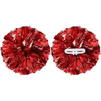 Pompon da cheerleader metallizzati, con anelli per manico, adatti per lo spirito di squadra, sport, danza, tifo