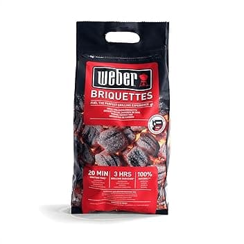 Weber Bricchetti di carbone/accessorio BBQ, combustibile naturale per calore di lunga durata, accensione in 20 minuti, fino a 3 ore di combustione, 4 kg