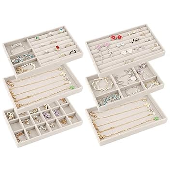 talifoca talifoca 6 Pezzi Organizzatore Gioielli, Vassoi Organizer da Cassetto, Porta Gioielli in Velluto Impilabili Per Conservare ed Esporre Orecchini, Collane, Anelli